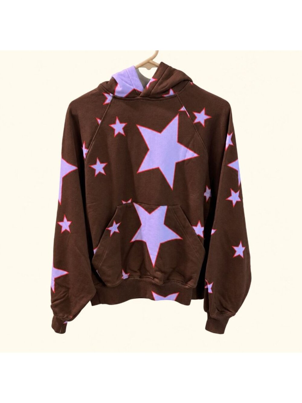 Praying Brown Lavender Star Print Hoodie Pullover Size XS NWT - Picture 2 of 6